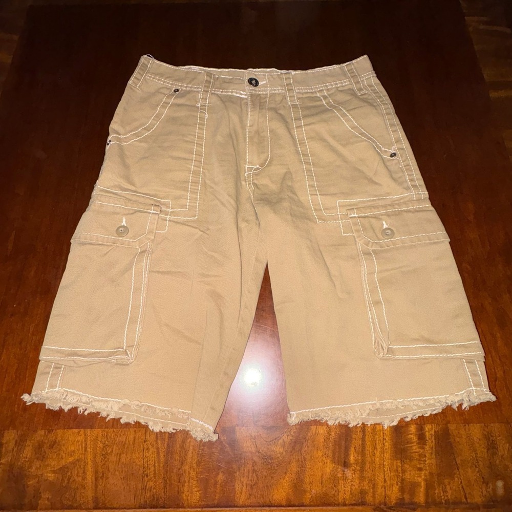 Carbon Tan Cargo Shorts Frayed Hem Utility Shorts Size 32